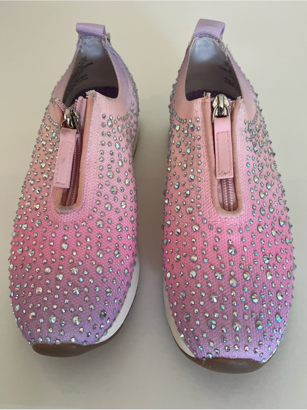 Kenneth Cole Pink Crystal Zip-Front Slip-On Sneakers for Women